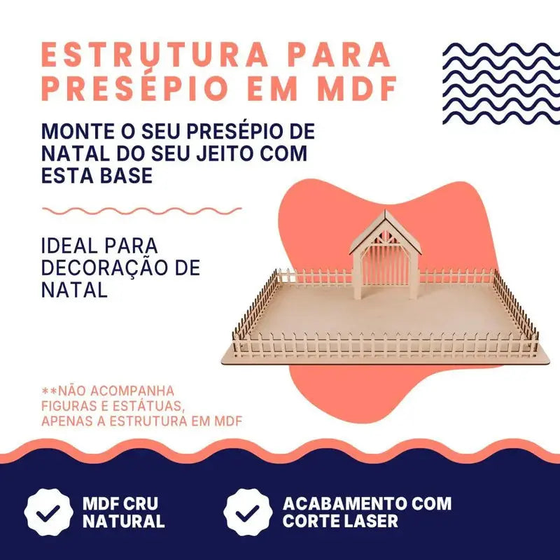 Base para Presépio de Natal em MDF 50x35cm