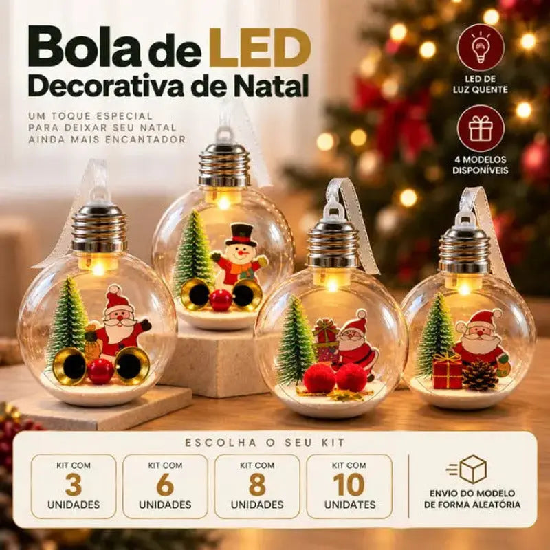 Bola de Natal Luminosa com Pisca-Pisca LED