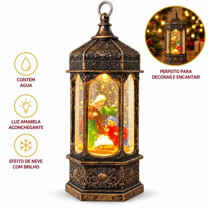 Cabine Telefônica Natalina LED com Água e Efeito Neve Glitter