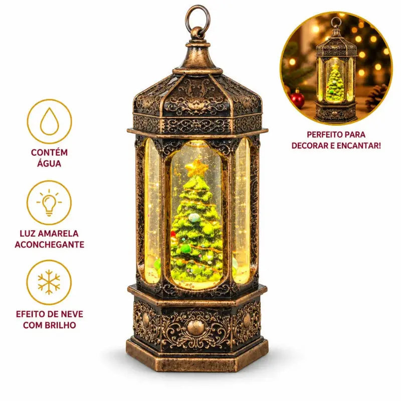 Cabine Telefônica Natalina LED com Água e Efeito Neve Glitter