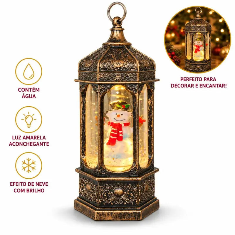 Cabine Telefônica Natalina LED com Água e Efeito Neve Glitter