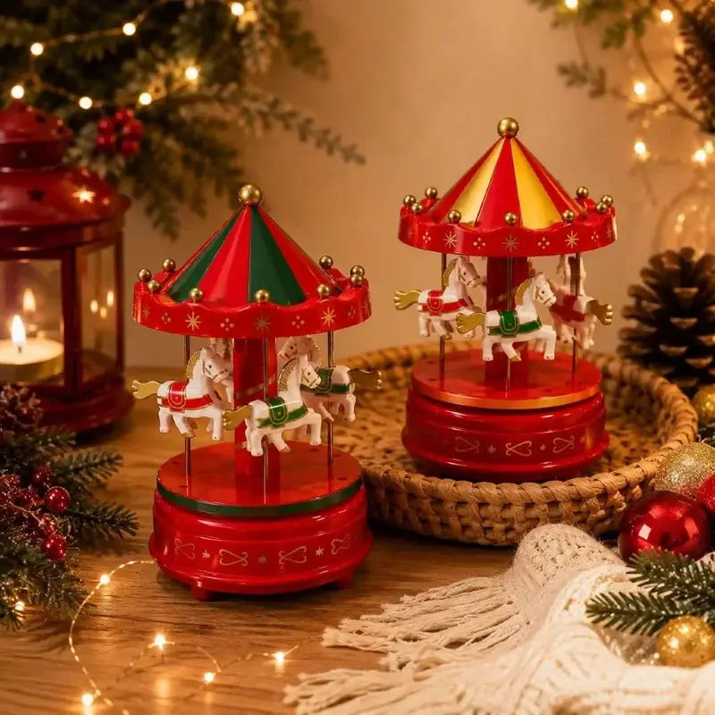 Carrossel Musical Natalino Enfeite de Natal a Corda Caixinha de Música