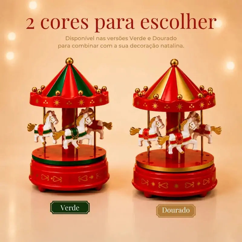 Carrossel Musical Natalino Enfeite de Natal a Corda Caixinha de Música