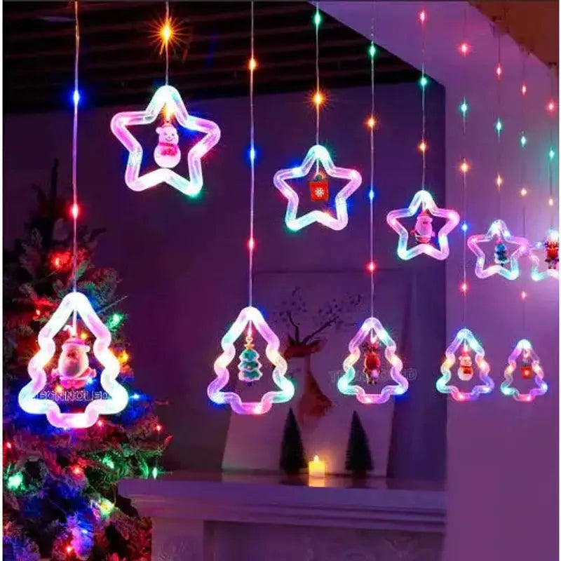 Cortina de Luz Natalina Pisca-Pisca LED Estrela 3m À Prova D'Água