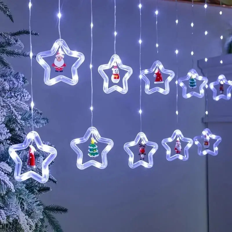 Cortina de Luz Natalina Pisca-Pisca LED Estrela 3m À Prova D'Água
