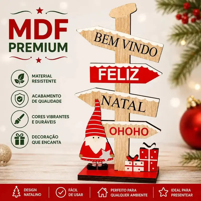 Enfeite Natalino de Madeira para Mesa 16cm