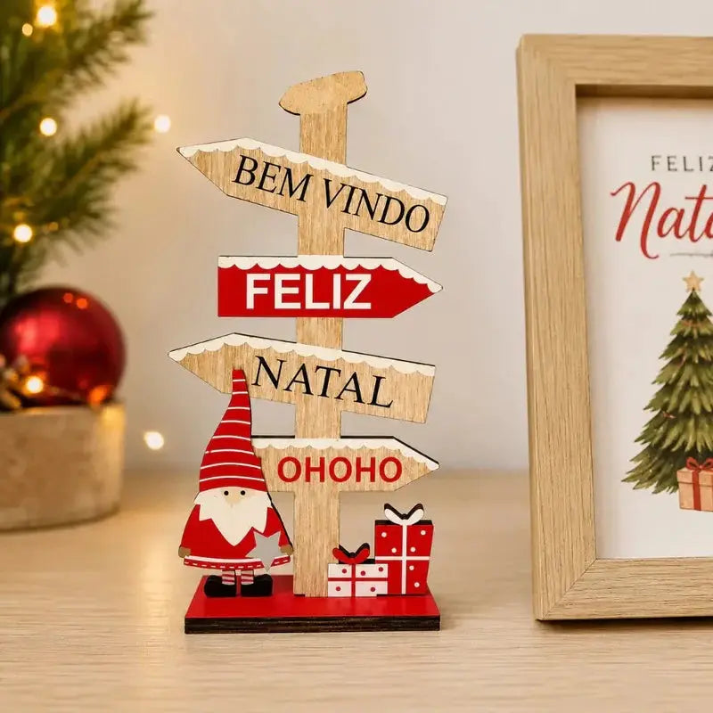 Enfeite Natalino de Madeira para Mesa 16cm