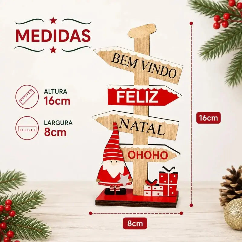Enfeite Natalino de Madeira para Mesa 16cm