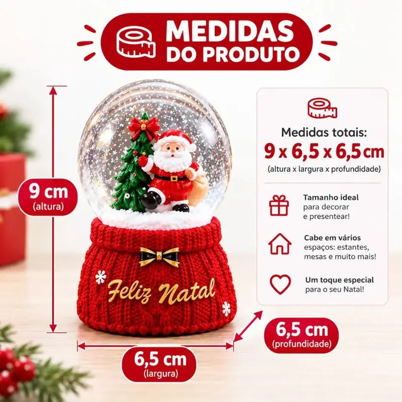 Globo de Neve Decorativo Natalino com LED 9cm