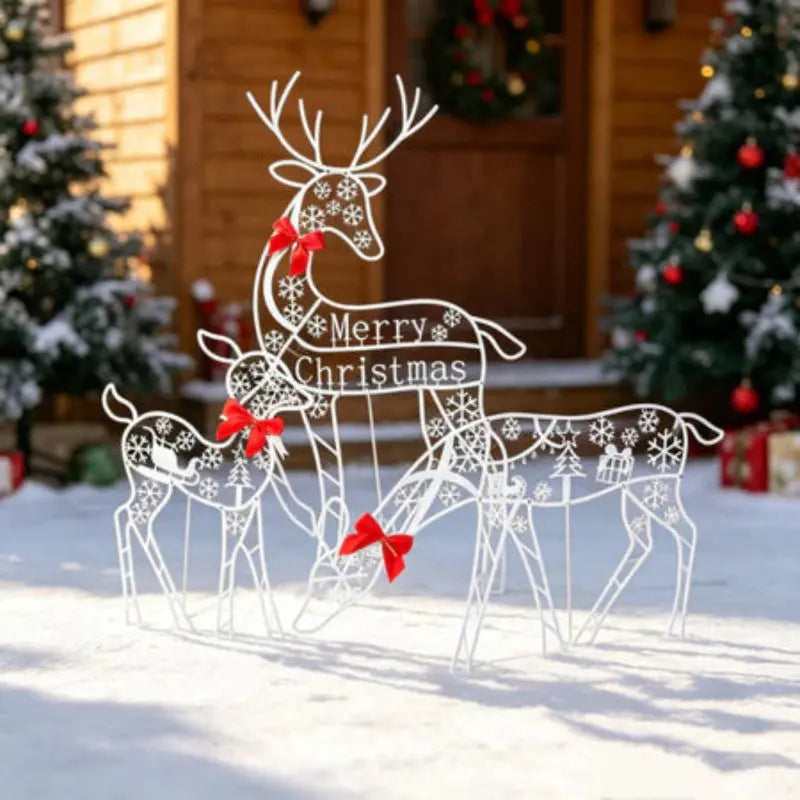 Kit 3 Renas Luminosas de Natal com Glitter – Decoração Natalina