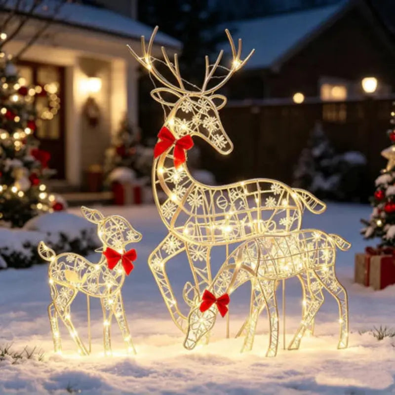 Kit 3 Renas Luminosas de Natal com Glitter – Decoração Natalina