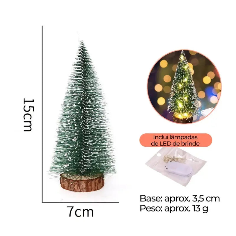 Mini Pinheiro de Natal Nevado com Luzes