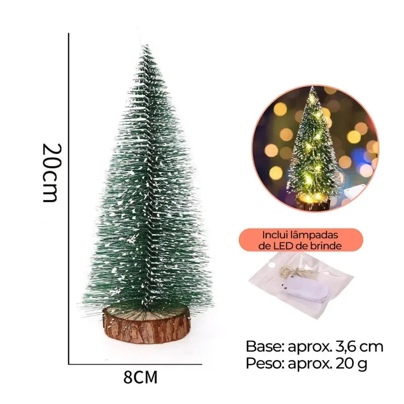 Mini Pinheiro de Natal Nevado com Luzes