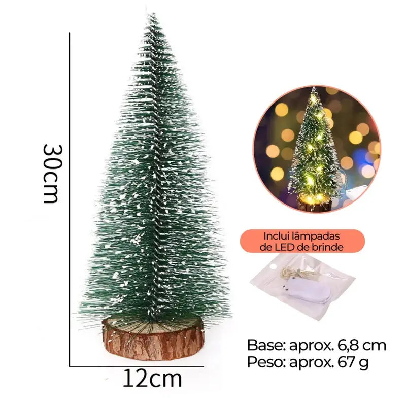 Mini Pinheiro de Natal Nevado com Luzes