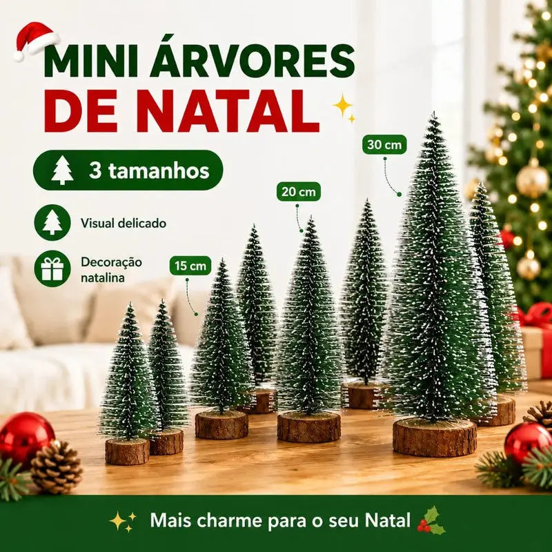 Mini Pinheiro de Natal Nevado com Luzes