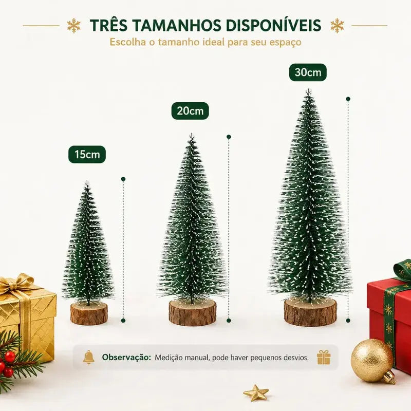 Mini Pinheiro de Natal Nevado com Luzes