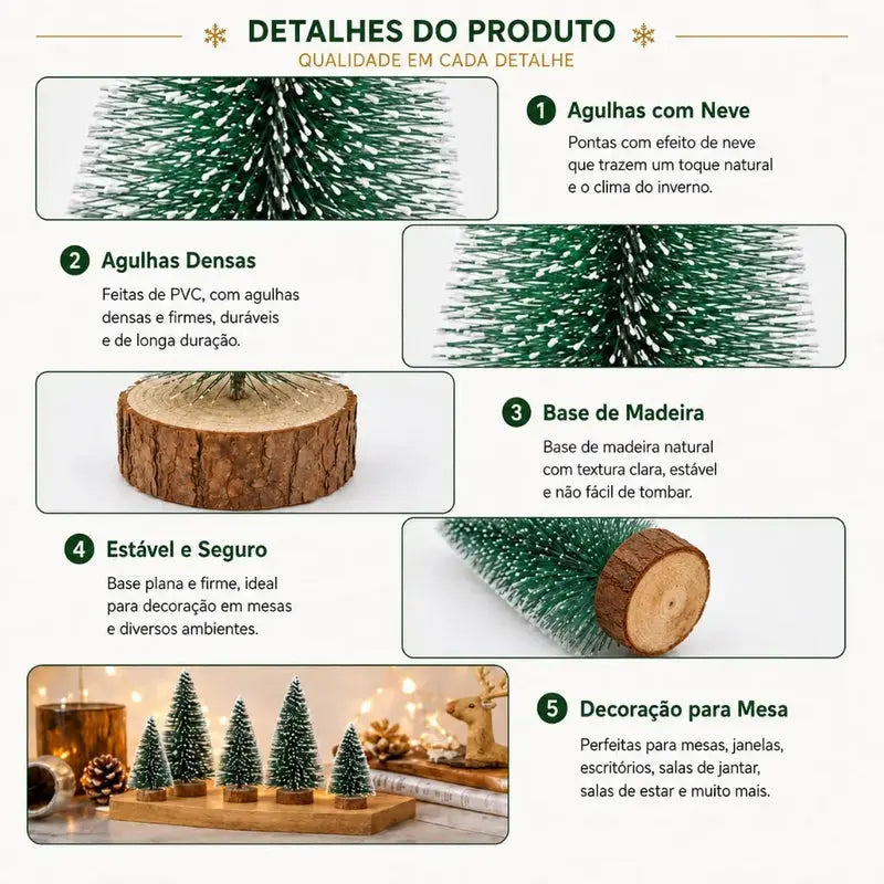 Mini Pinheiro de Natal Nevado com Luzes