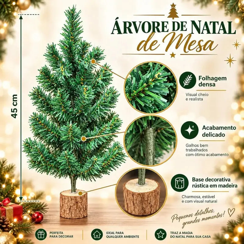 Mini Pinheiro de Natal de Mesa Luxo Decorado Nevada Premium