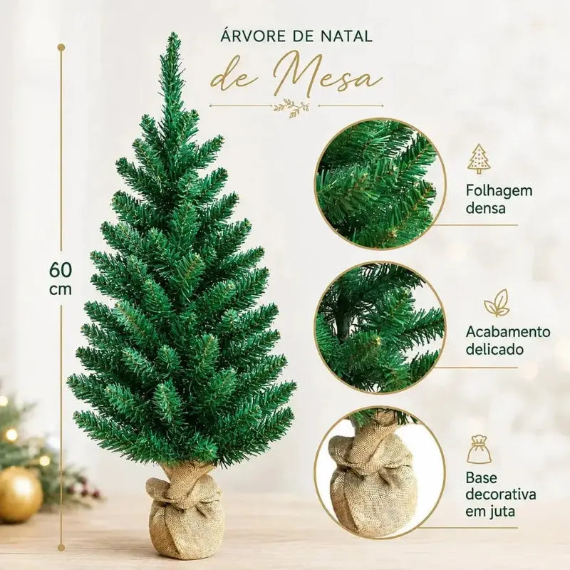 Mini Pinheiro de Natal de Mesa Luxo Decorado Nevada Premium