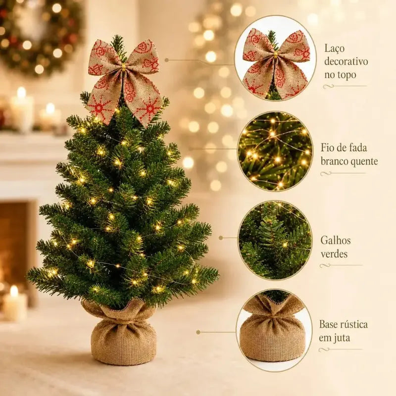 Mini Pinheiro de Natal de Mesa Luxo Decorado Nevada Premium