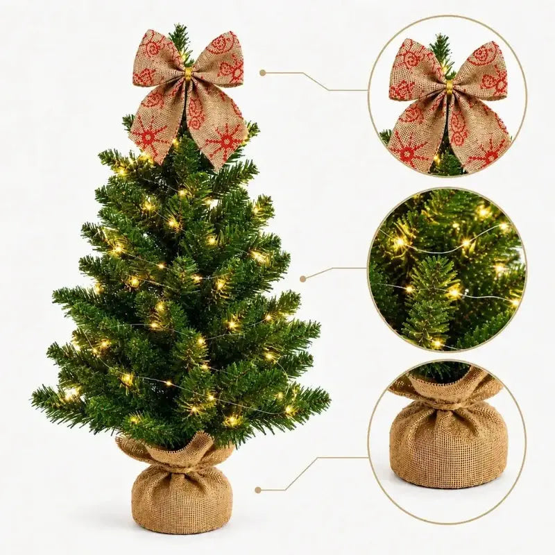 Mini Pinheiro de Natal de Mesa Luxo Decorado Nevada Premium
