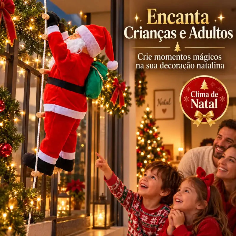 Papai Noel Subindo Escada Decorativo 90cm