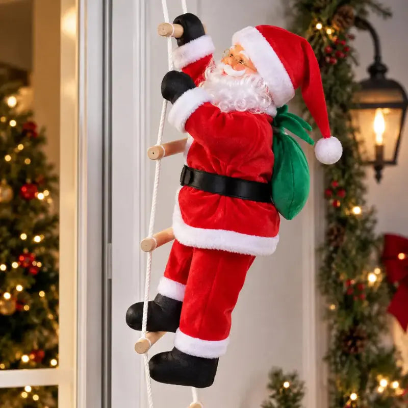 Papai Noel Subindo Escada Decorativo 90cm