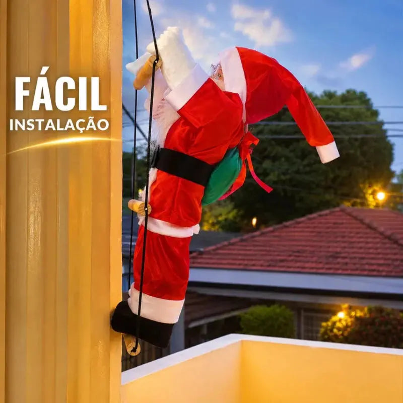 Papai Noel Subindo Escada Decorativo 90cm