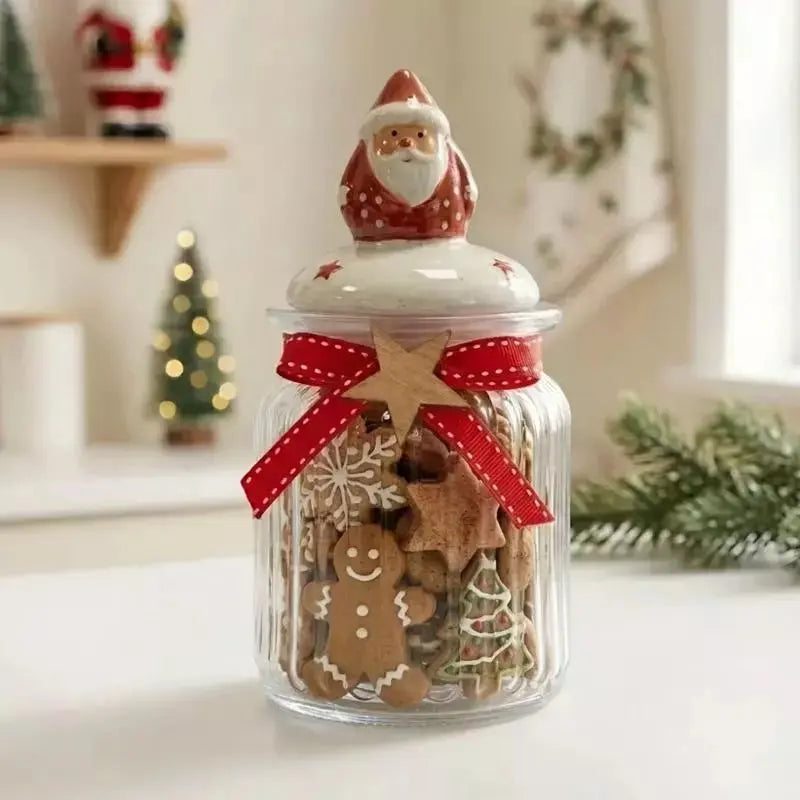 Pote de Vidro Natalino 300ml Porta Doces e Biscoitos