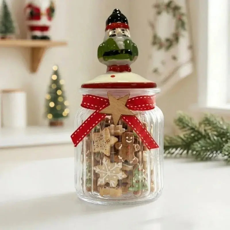 Pote de Vidro Natalino 300ml Porta Doces e Biscoitos
