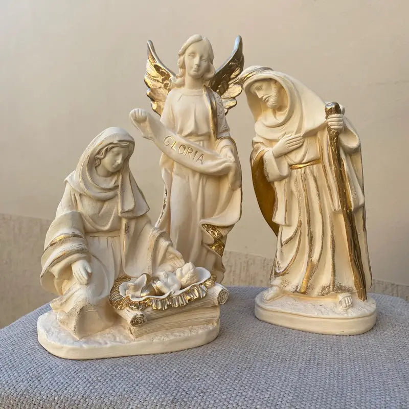 Presépio em Gesso 4 Peças com Menino Jesus Removível