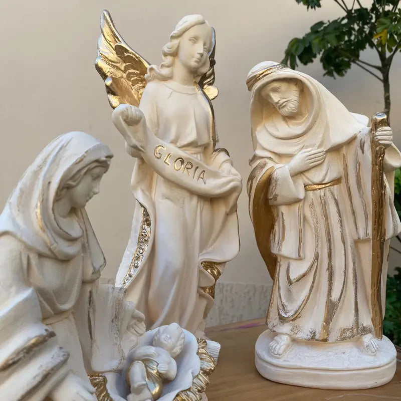 Presépio em Gesso 4 Peças com Menino Jesus Removível