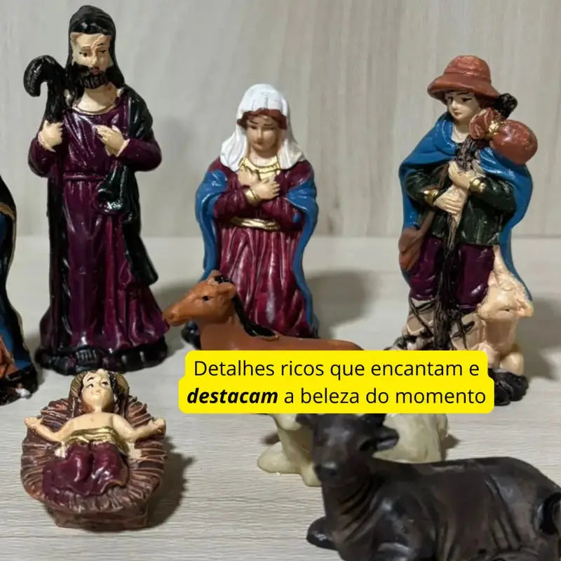 Presépio de Natal em Resina Kit Completo 10 Peças