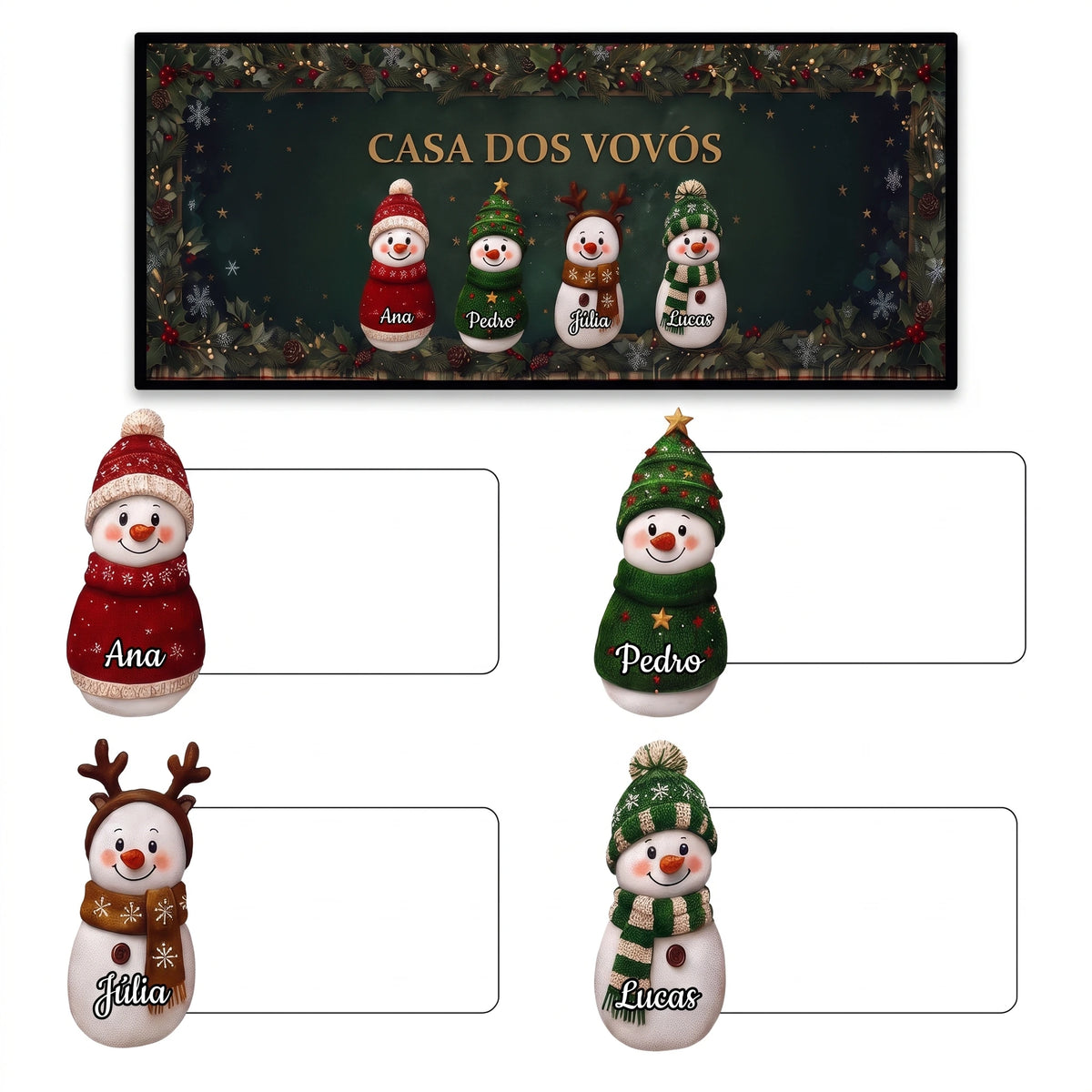 Tapete de Natal Personalizado com Nomes da Família