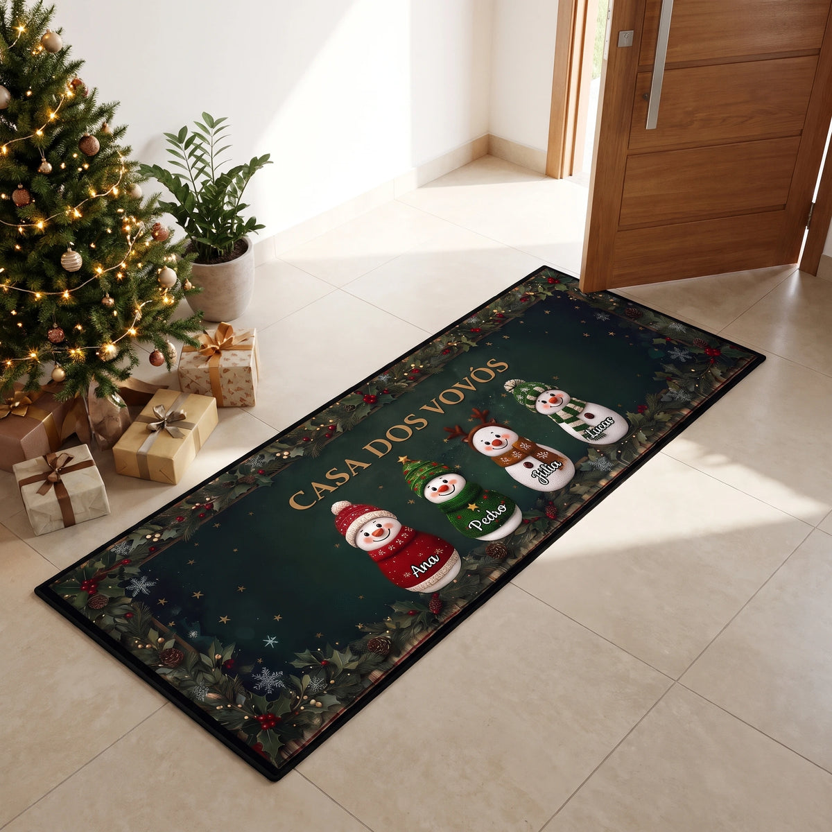 Tapete de Natal Personalizado com Nomes da Família