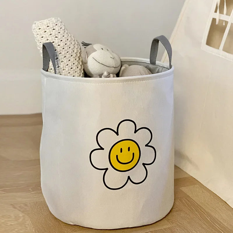 Cesto de Pano com Design Divertido - Flor Sol ou Carinha Amarela