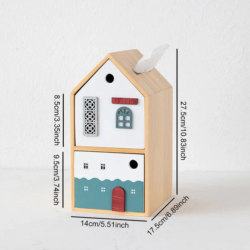 Caixa de Lenços Casinha Nórdica com Gaveta - Quarto Infantil