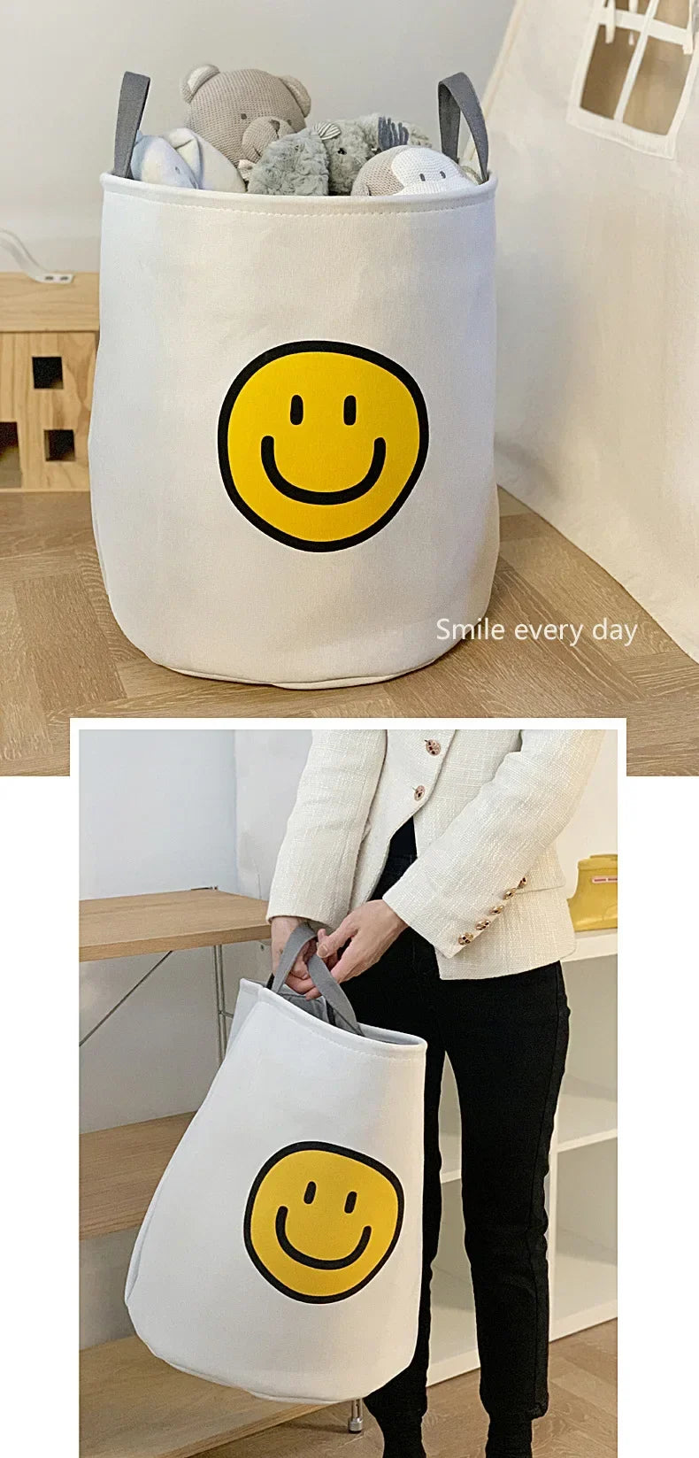 Cesto de Pano com Design Divertido - Flor Sol ou Carinha Amarela