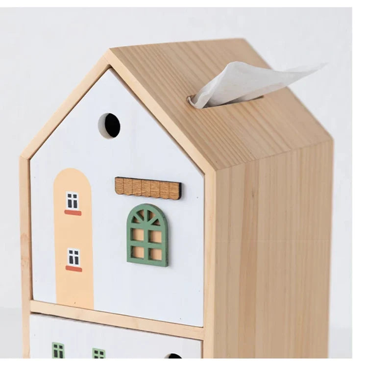 Caixa de Lenços Casinha Nórdica com Gaveta - Quarto Infantil