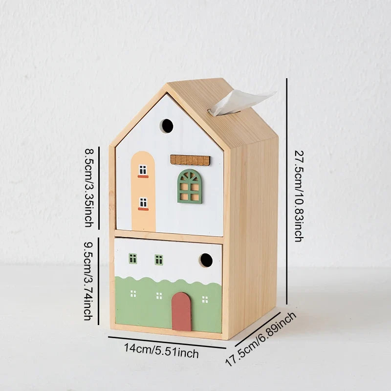 Caixa de Lenços Casinha Nórdica com Gaveta - Quarto Infantil