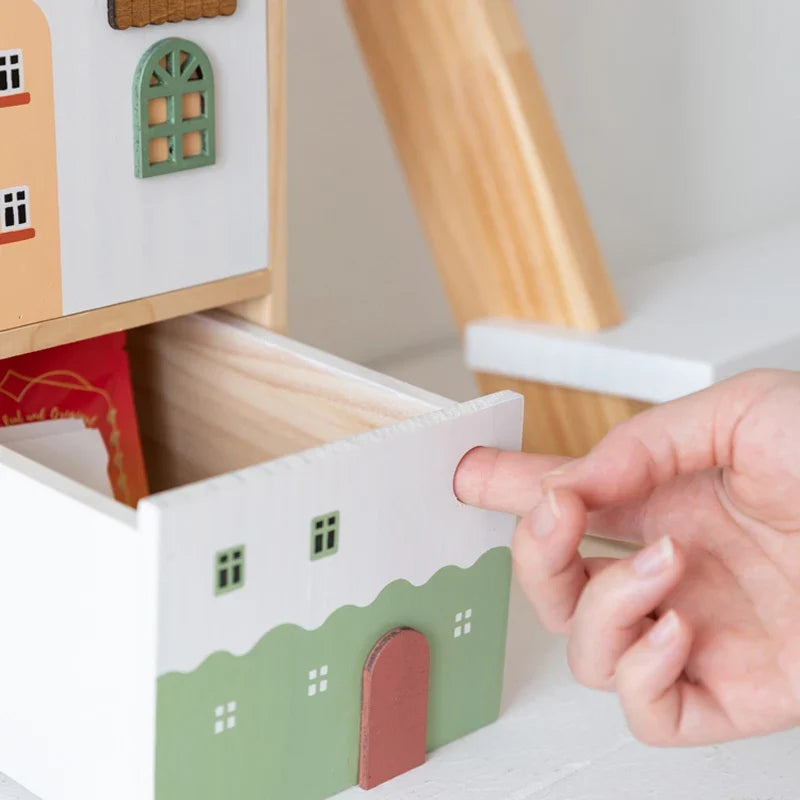 Caixa de Lenços Casinha Nórdica com Gaveta - Quarto Infantil