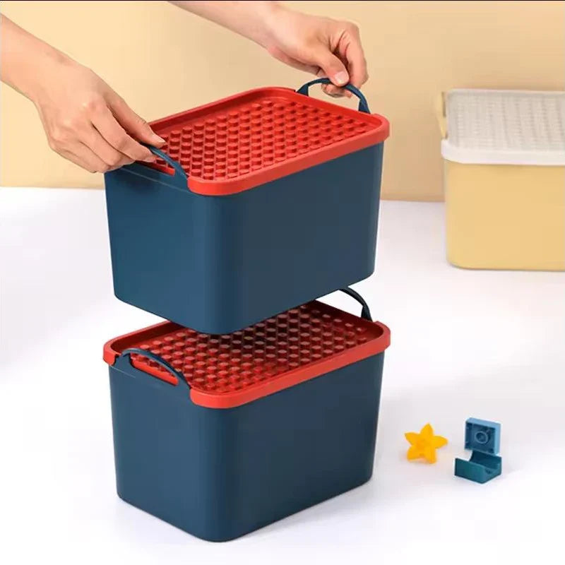 Organizador Premium de Blocos com Tampa - Azul ou Amarelo, P ou G