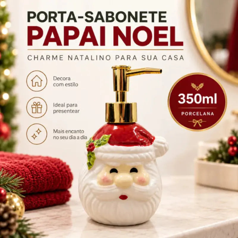 Saboneteira Papai Noel de Porcelana 350ml