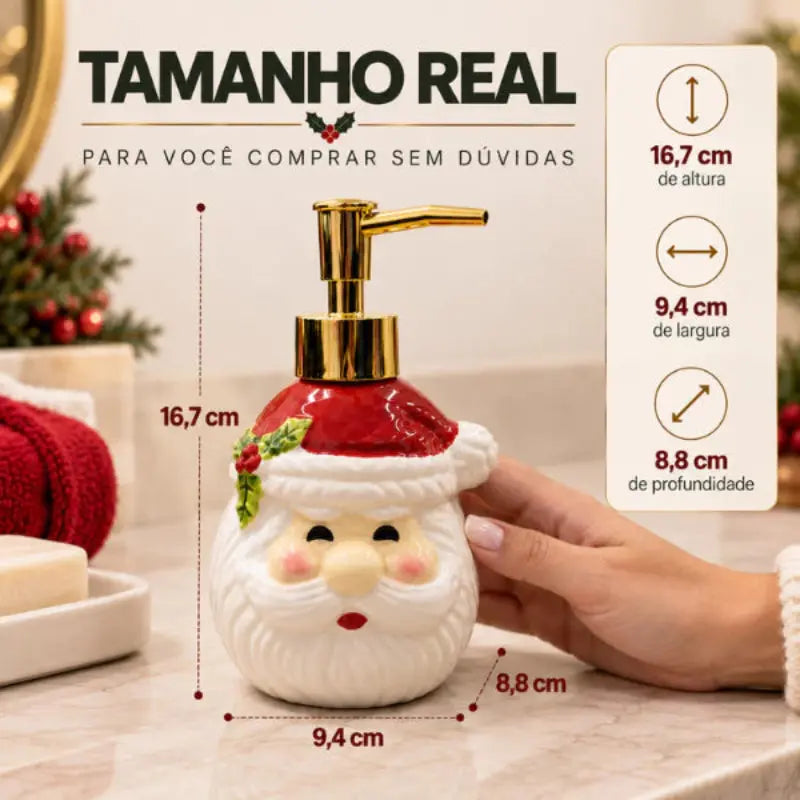 Saboneteira Papai Noel de Porcelana 350ml