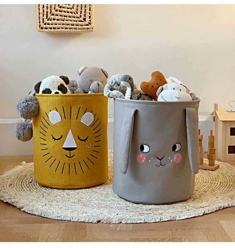 Cesto Dobrável de Lona Infantil Coelho ou Leão