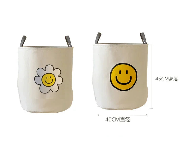 Cesto de Pano com Design Divertido - Flor Sol ou Carinha Amarela