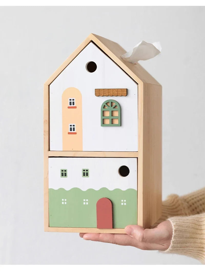 Caixa de Lenços Casinha Nórdica com Gaveta - Quarto Infantil