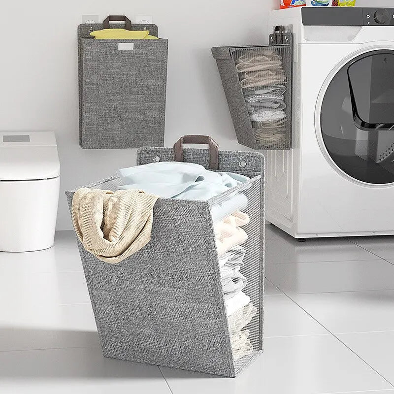 Cesto Organizador Dobrável de Parede para Roupa Suja