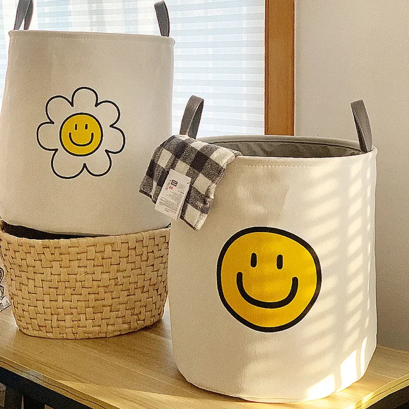 Cesto de Pano com Design Divertido - Flor Sol ou Carinha Amarela