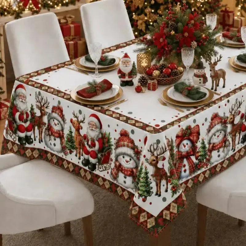 Toalha de Mesa de Natal 6 Lugares Retangular Luxo